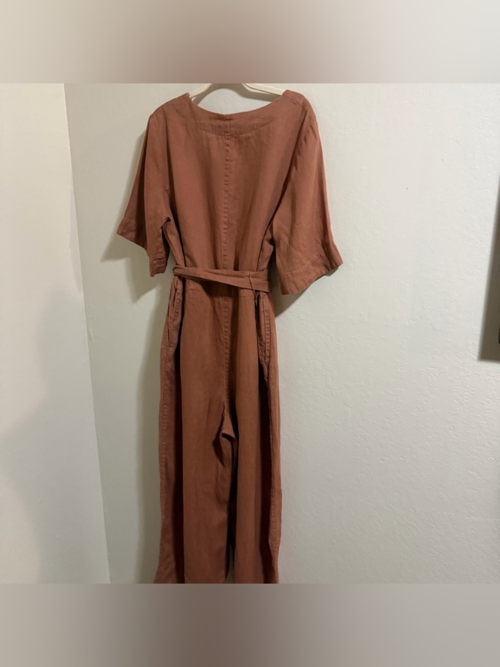 Everlane The Wrap Jumpsuit – Carob Brown 100% breathable linen boho silhouette 8 - Picture 11 of 13